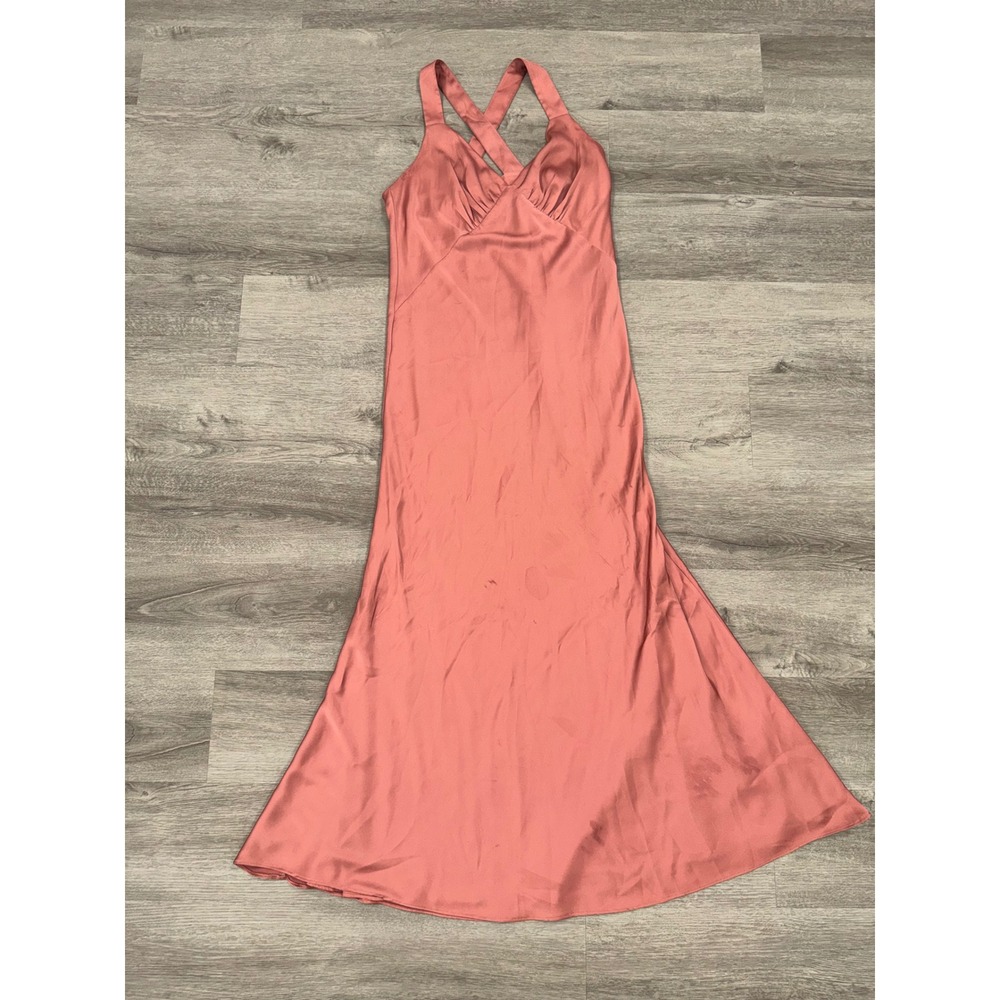 Birdy Grey Coral Pink Floor Length Bridesmaid Prom Wedding Guest Dress, Large